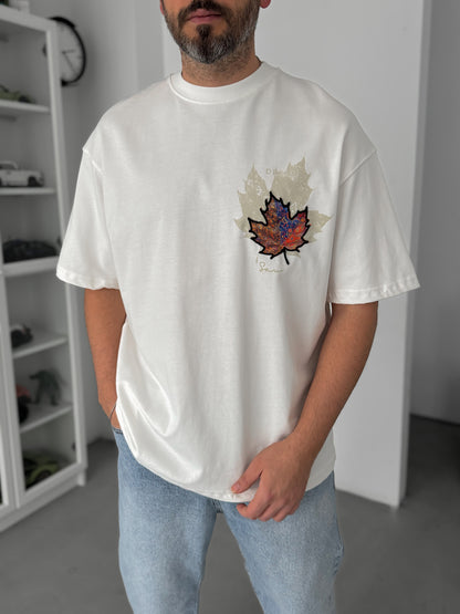WHITE LEAF PATCH T-SHIRT