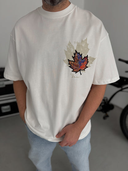 WHITE LEAF PATCH T-SHIRT