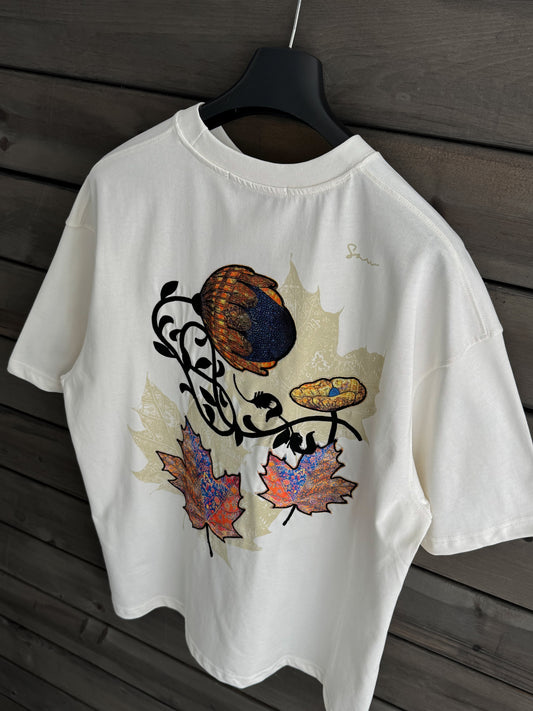 WHITE LEAF PATCH T-SHIRT