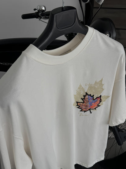 WHITE LEAF PATCH T-SHIRT