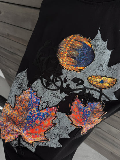 BLACK LEAF PATCH T-SHIRT