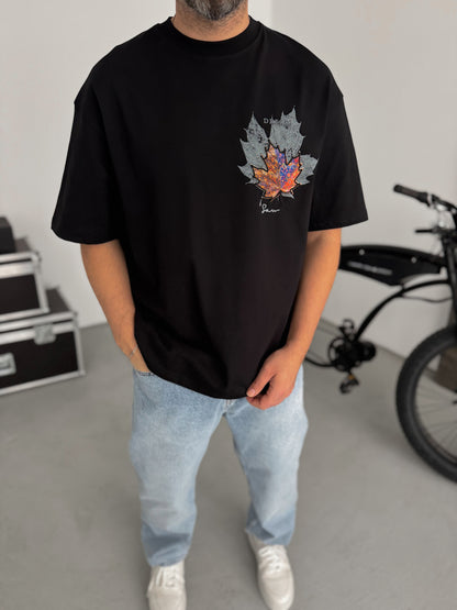 BLACK LEAF PATCH T-SHIRT