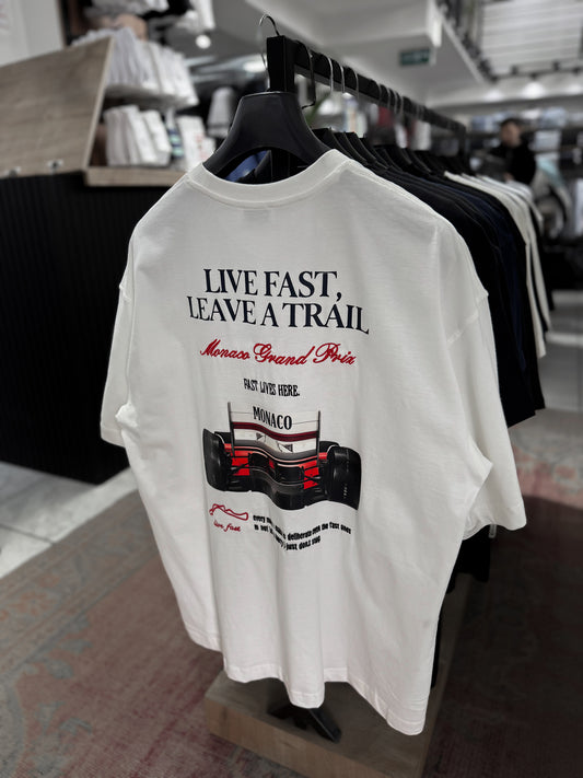 WHITE LIVE FAST T-SHIRT