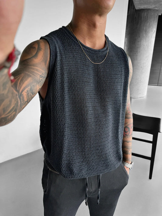 ANTHRACITE KNIT TANK TOP