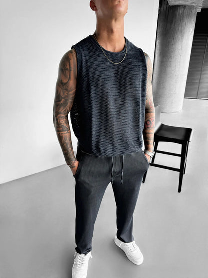 ANTHRACITE KNIT TANK TOP