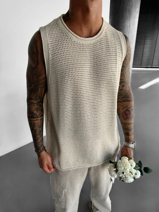 BEIGE KNIT TANK TOP