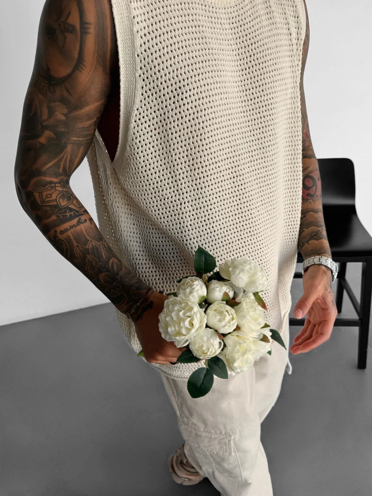 BEIGE KNIT TANK TOP