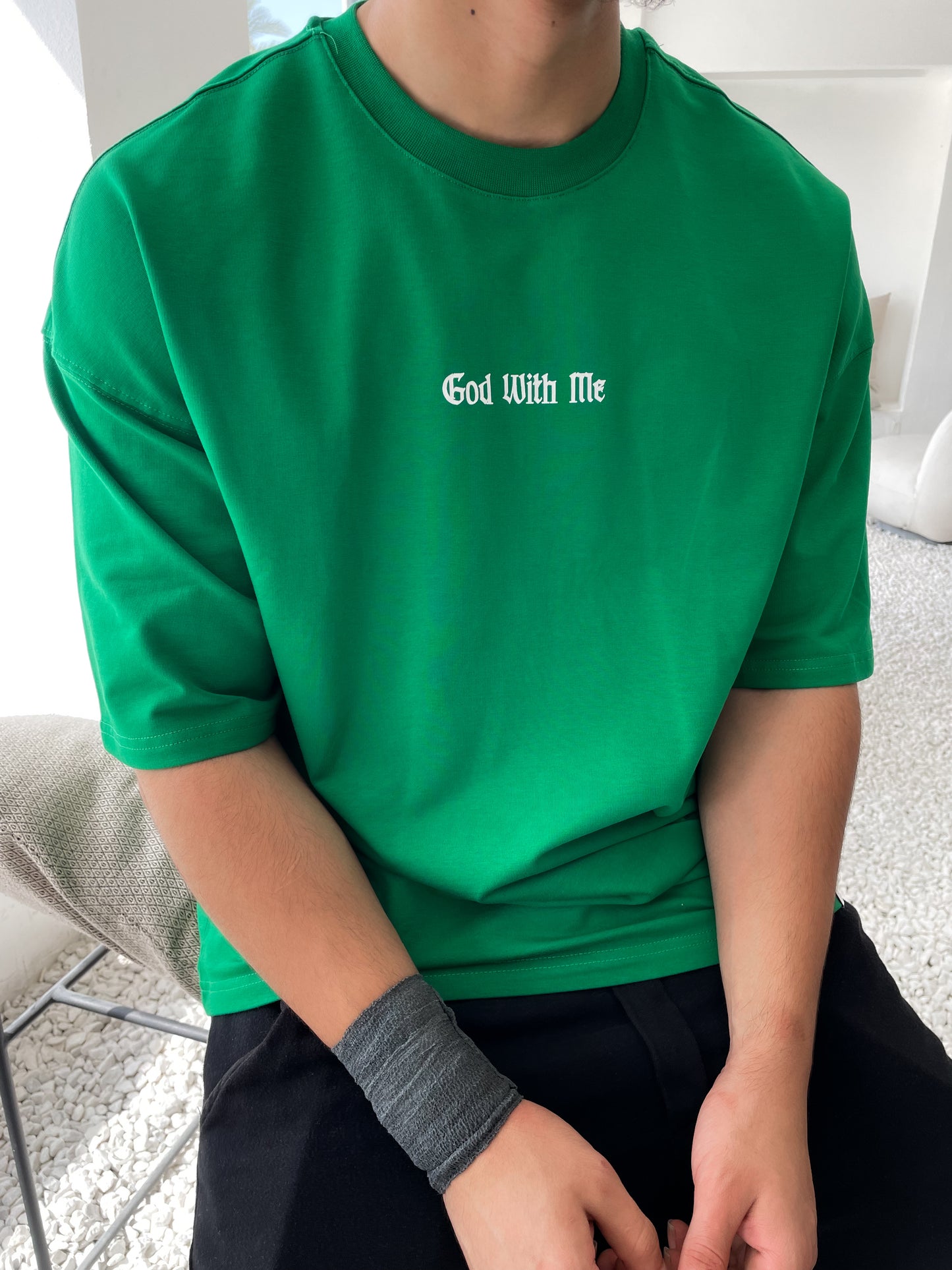 GREEN GOD WITH ME T-SHIRT