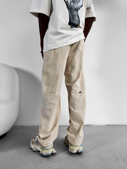 Cream Boyfriend Fit Linen Trousers