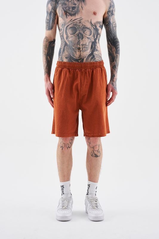 ORANGE EFFECTED WASHING SHORTS