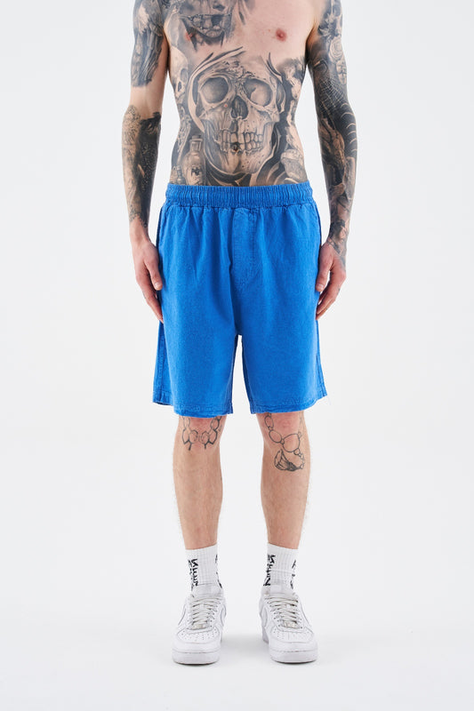 SOFT BLUE EFFECTED WASHING SHORTS