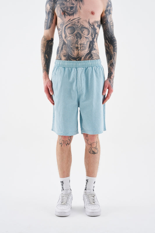 BABY BLUE EFFECTED WASHING SHORTS