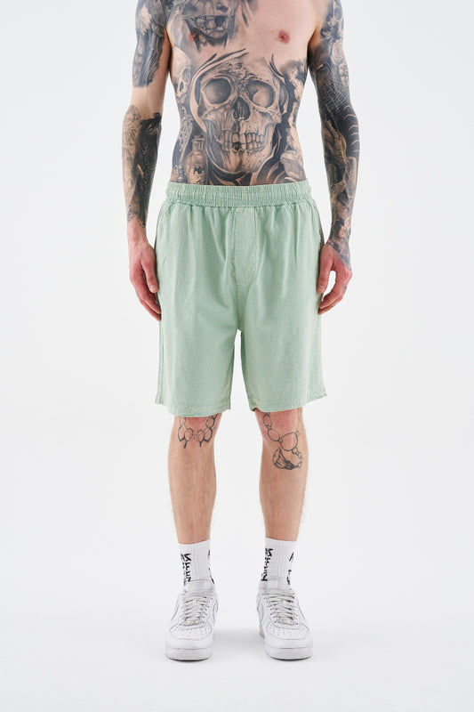 LIME EFFECTED WASHING SHORTS