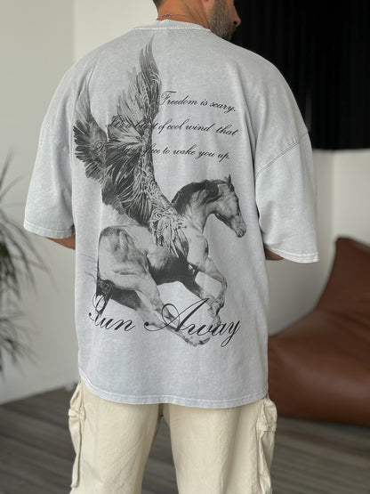 GREY RUN AWAY T-SHIRT