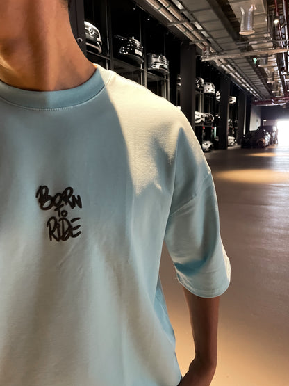 BABY BLUE BORN TO RIDE T-SHIRT