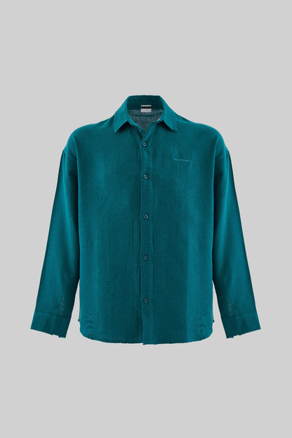 PETROL BASIC LONG SLEEVE COTTON SHIRT