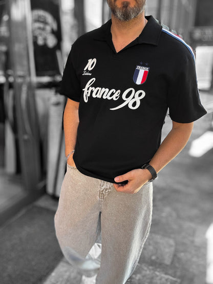 BLACK FRANCE CREST T-SHIRT