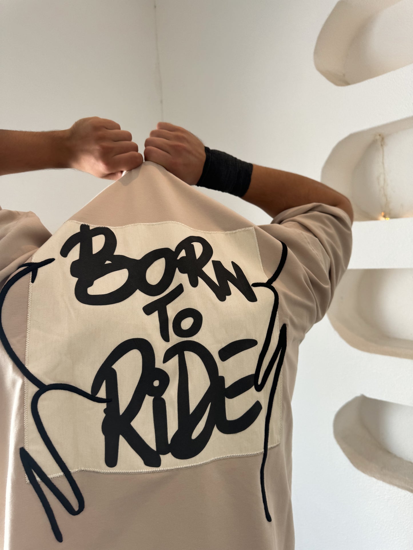 BEIGE BORN TO RIDE T-SHIRT