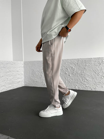 GREY FOLDED ANKLE TROUSER