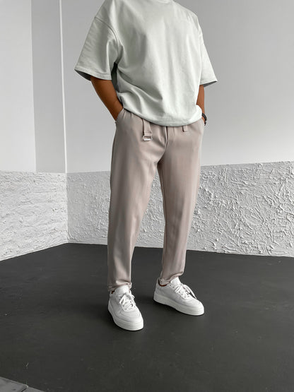 GREY FOLDED ANKLE TROUSER