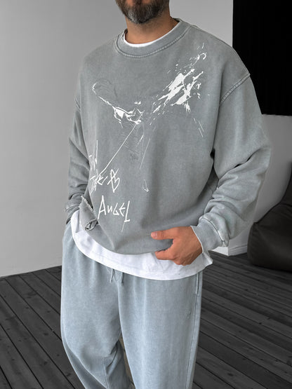 GREY FOLLOW WASHED SWEATSHIRT