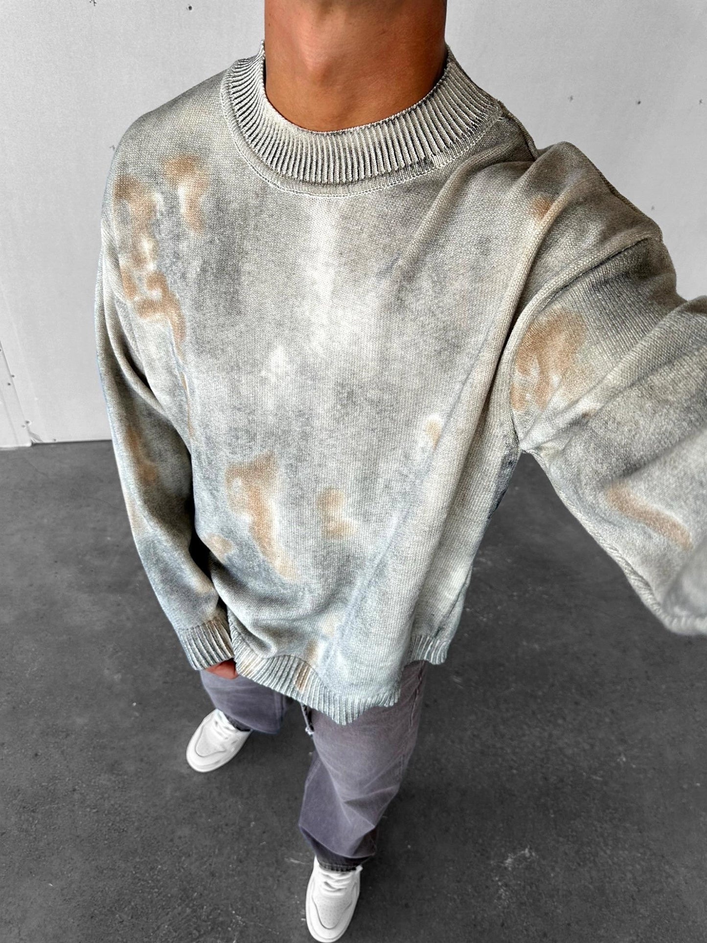 GREY OVERSIZE KNITWEAR SWEATER