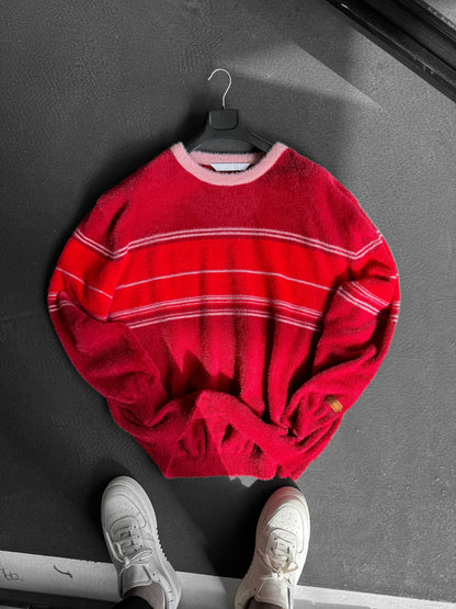 CLARET RED STRIPED WOOL SWEATSHIRT