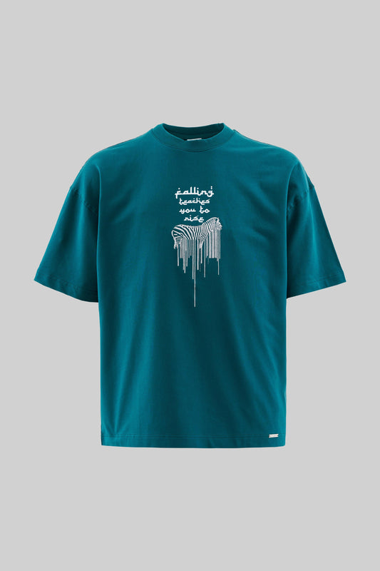 PETROL ZEBRA EMBROIDERED T-SHIRT