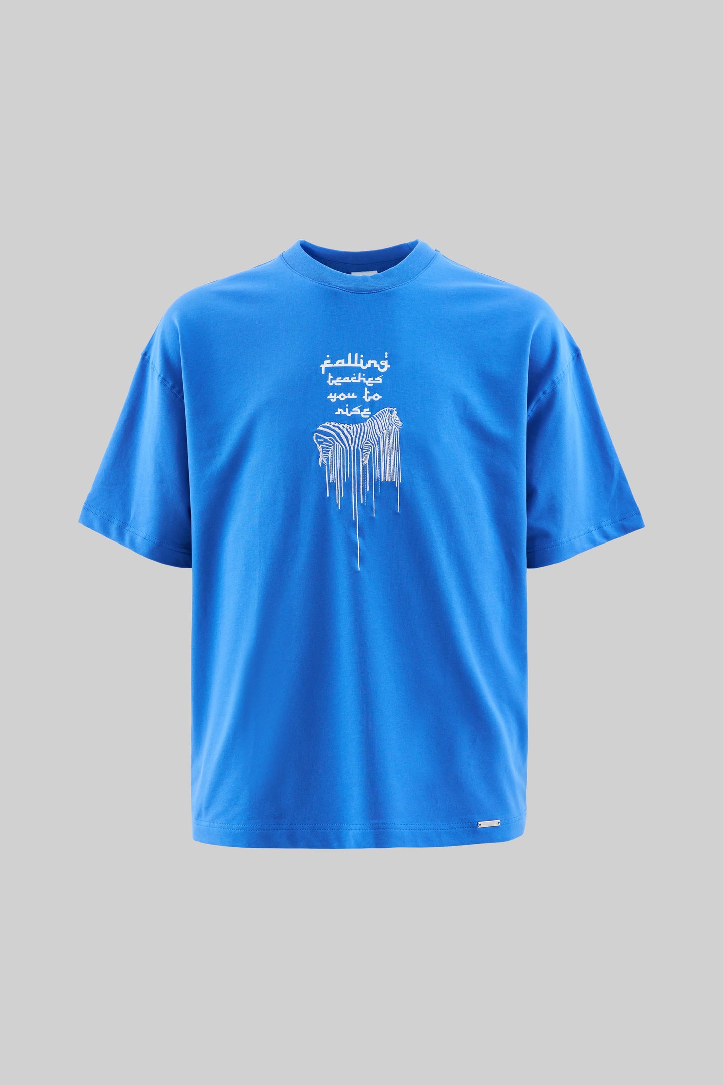 SOFT BLUE ZEBRA EMBROIDERED T-SHIRT