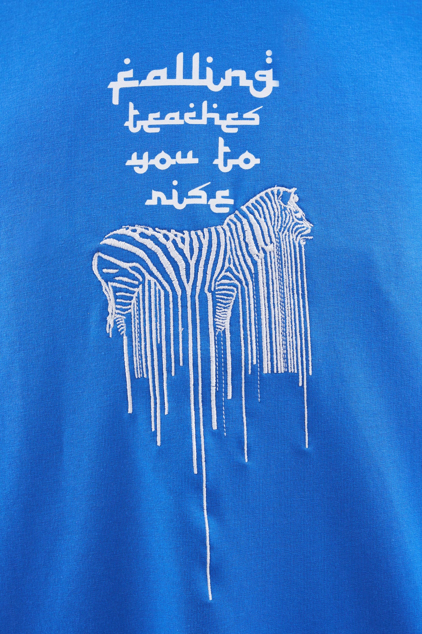 SOFT BLUE ZEBRA EMBROIDERED T-SHIRT