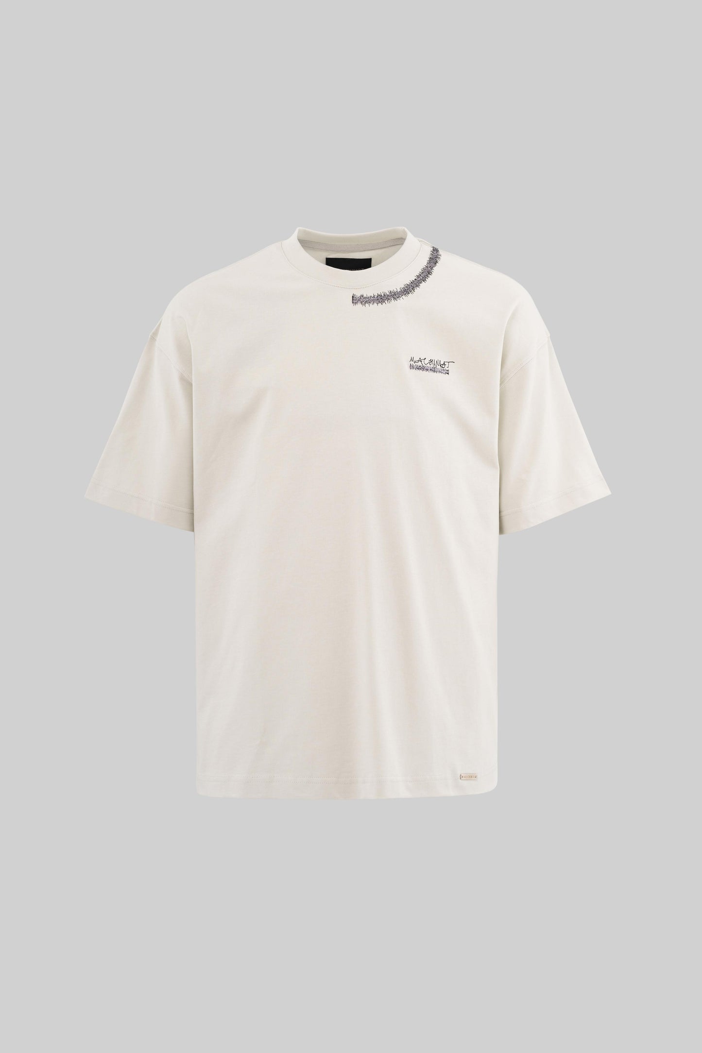 SPACE GREY ZIG-ZAG EMBROIDERED T-SHIRT