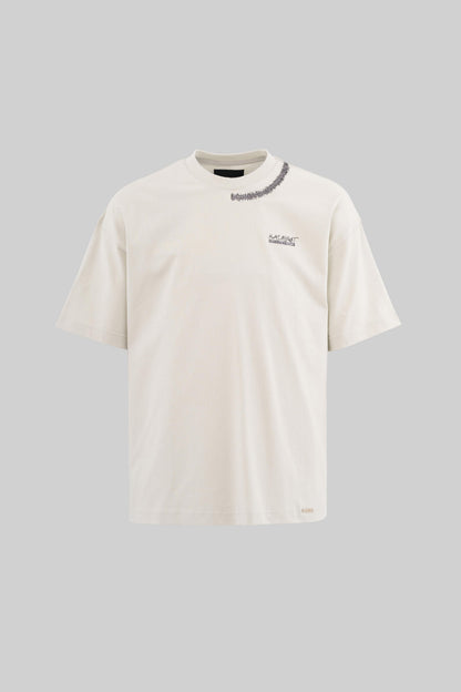 SPACE GREY ZIG-ZAG EMBROIDERED T-SHIRT