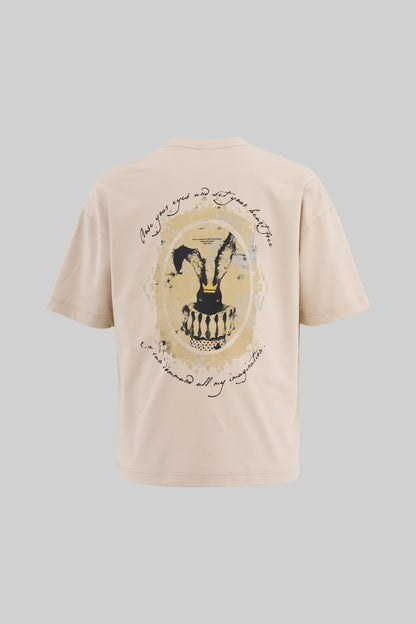 BEIGE BUNNY EMBROIDERED T-SHIRT