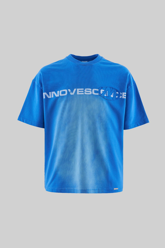 SOFT BLUE INNOVATE PATCHED WASHED T-SHIRT
