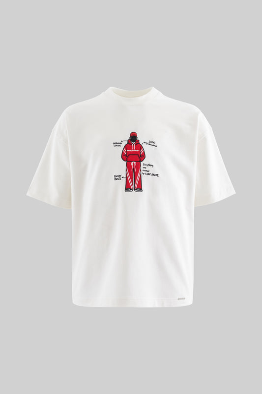 WHITE FIGURE EMBROIDERED T-SHIRT