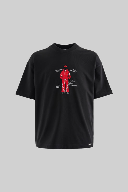 BLACK FIGURE EMBROIDERED T-SHIRT