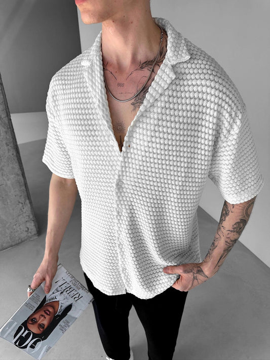 WHITE EMBROIDERED KNITTED SHIRT