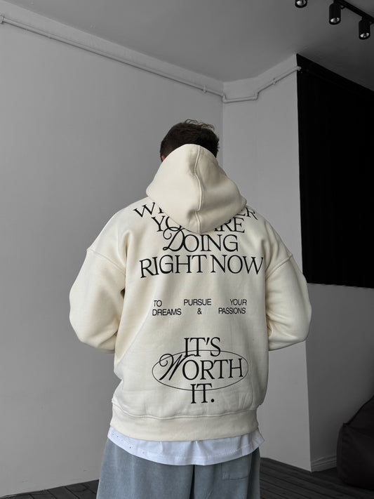 WHITE WORTH IT HOODIE