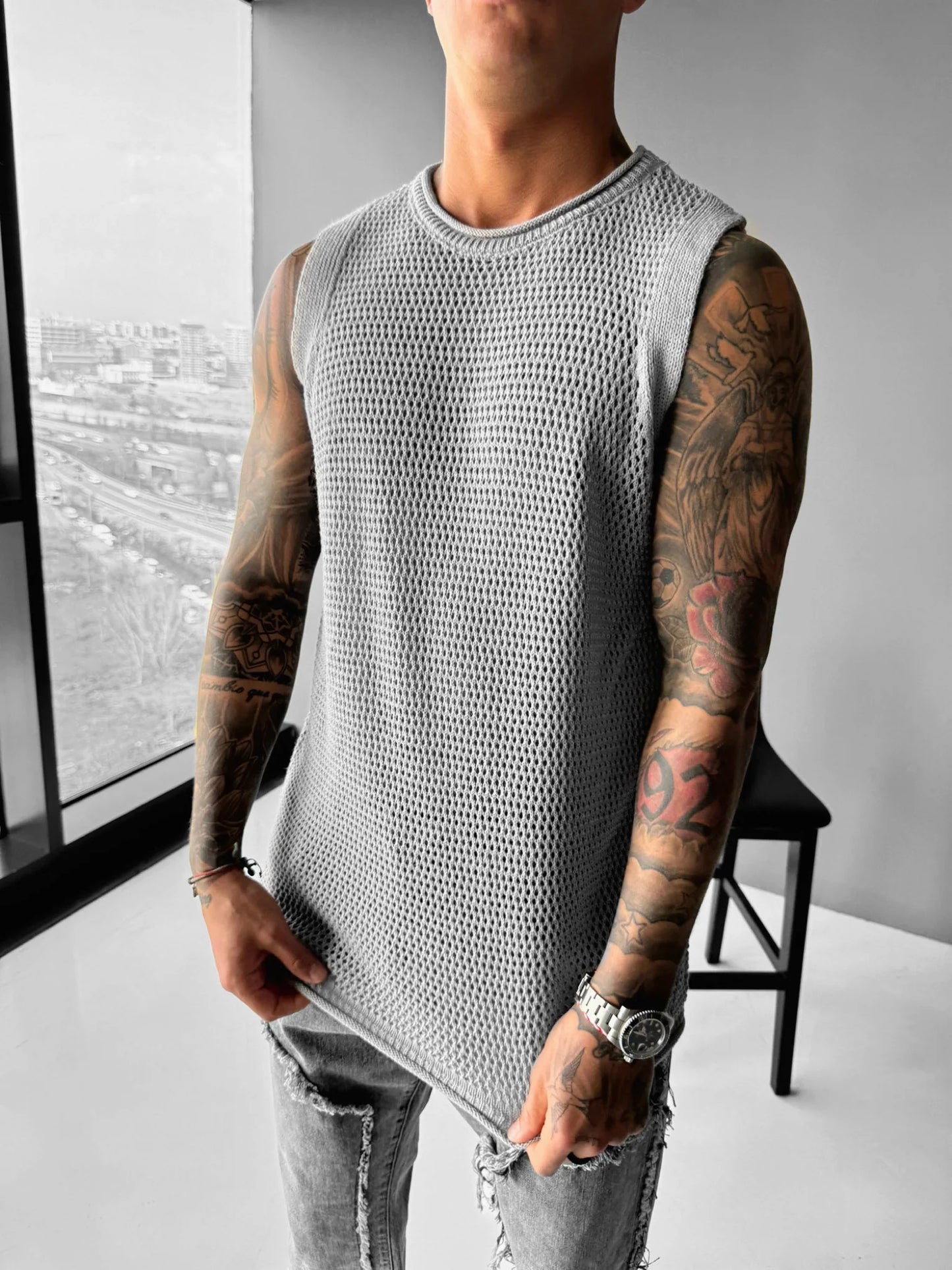 GREY KNIT TANK TOP