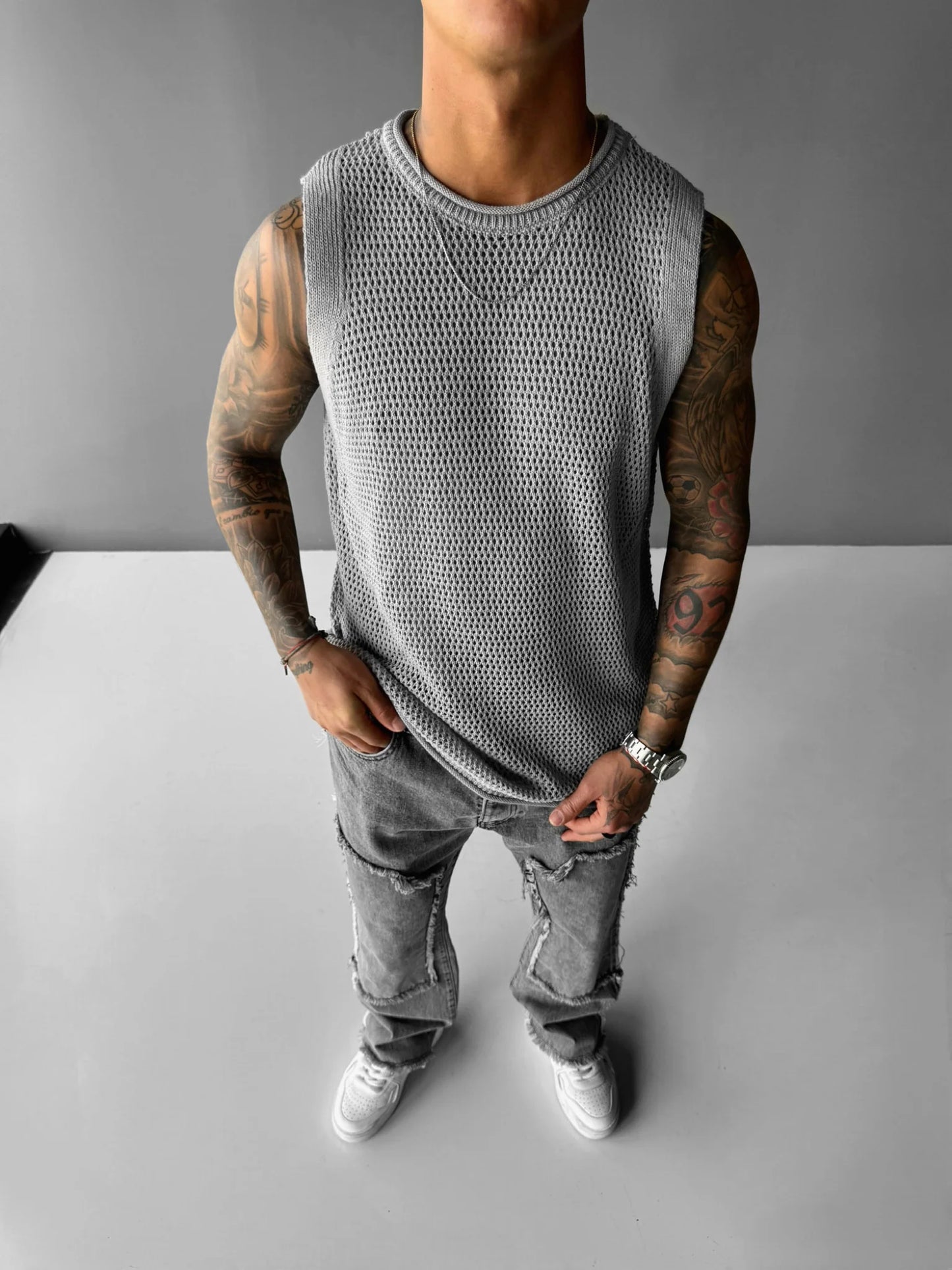 GREY KNIT TANK TOP