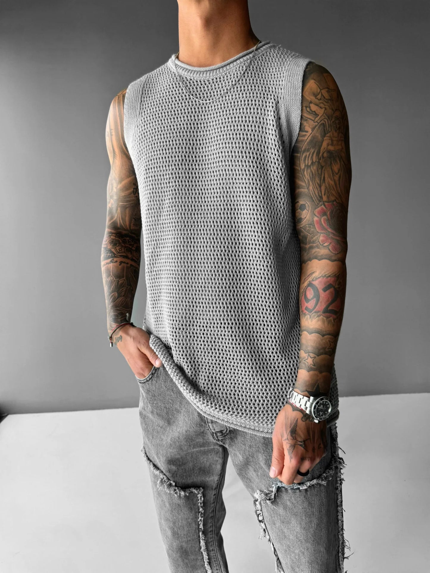 GREY KNIT TANK TOP