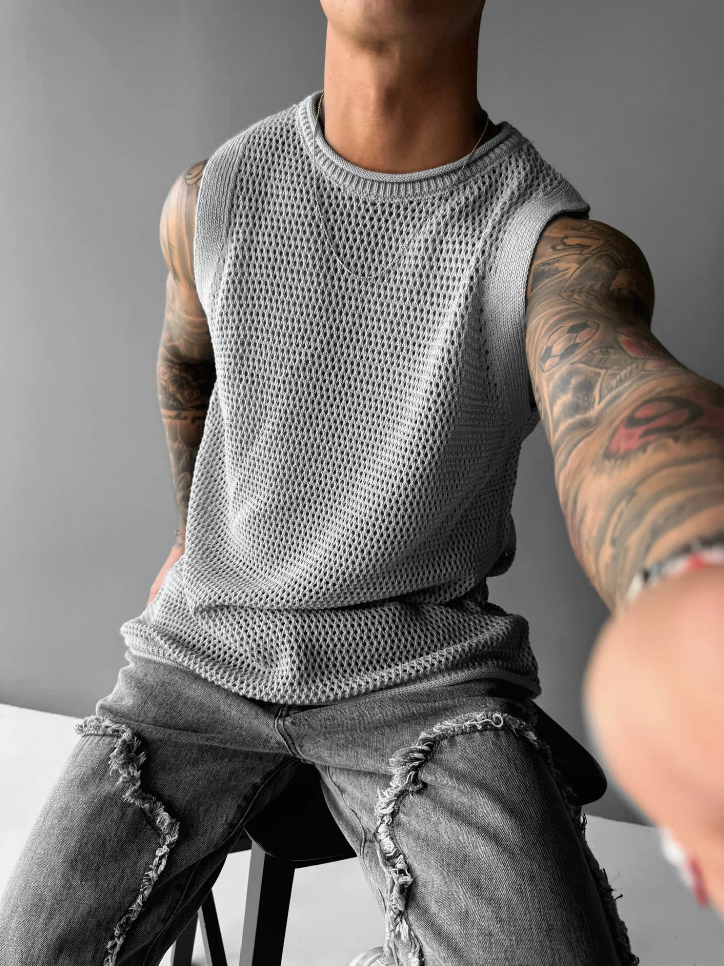 GREY KNIT TANK TOP