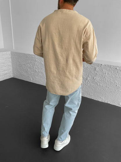 Beige Crew Neck Shirt