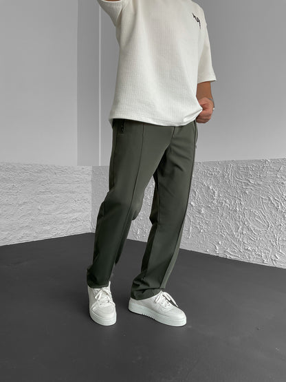 Green Front Stitched Trousers