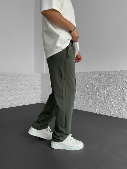 Green Front Stitched Trousers