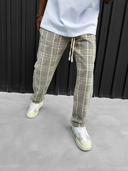 Cream Checkered Trousers