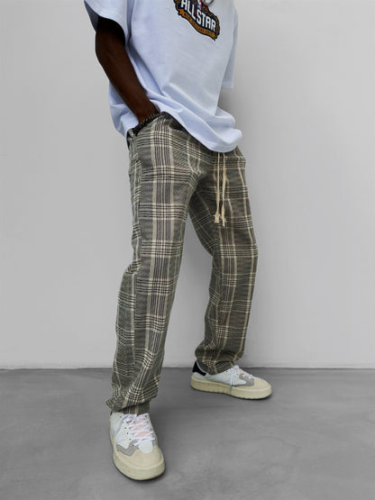 Cream Checkered Trousers