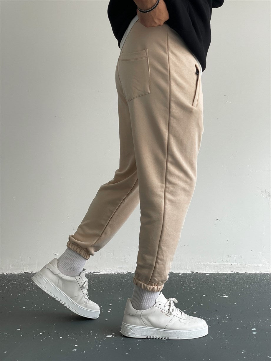 Cream Zippered Jogger