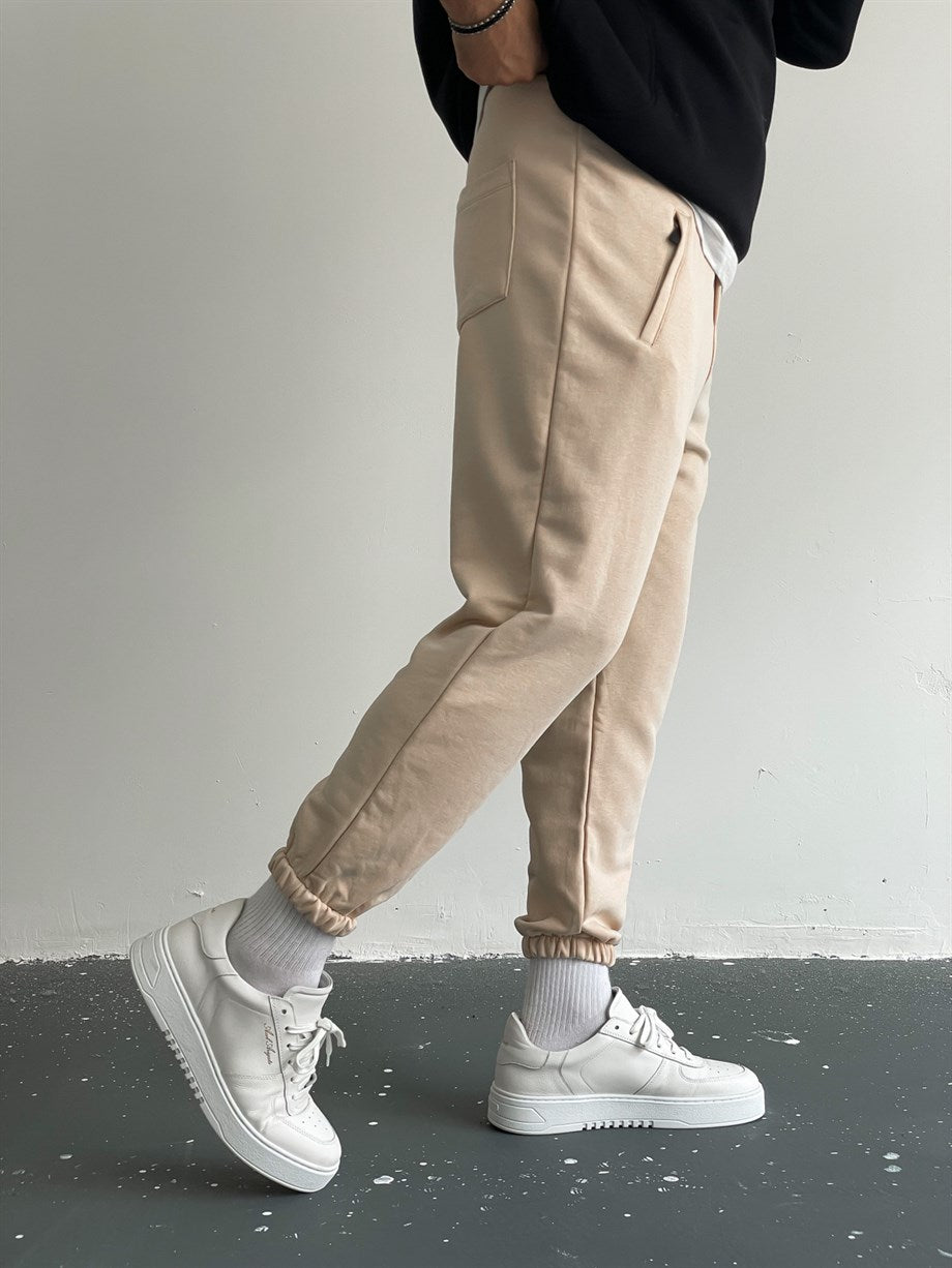 Cream Zippered Jogger