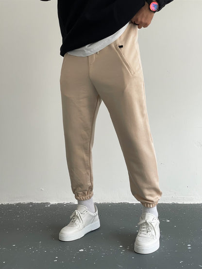 Cream Zippered Jogger